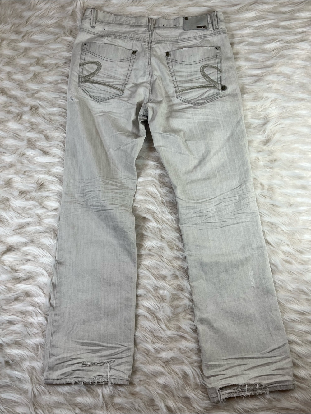 2DieFor Y2K Jeans Men's 36x33 Mid Rise Loose Fit White - Picture 5 of 8